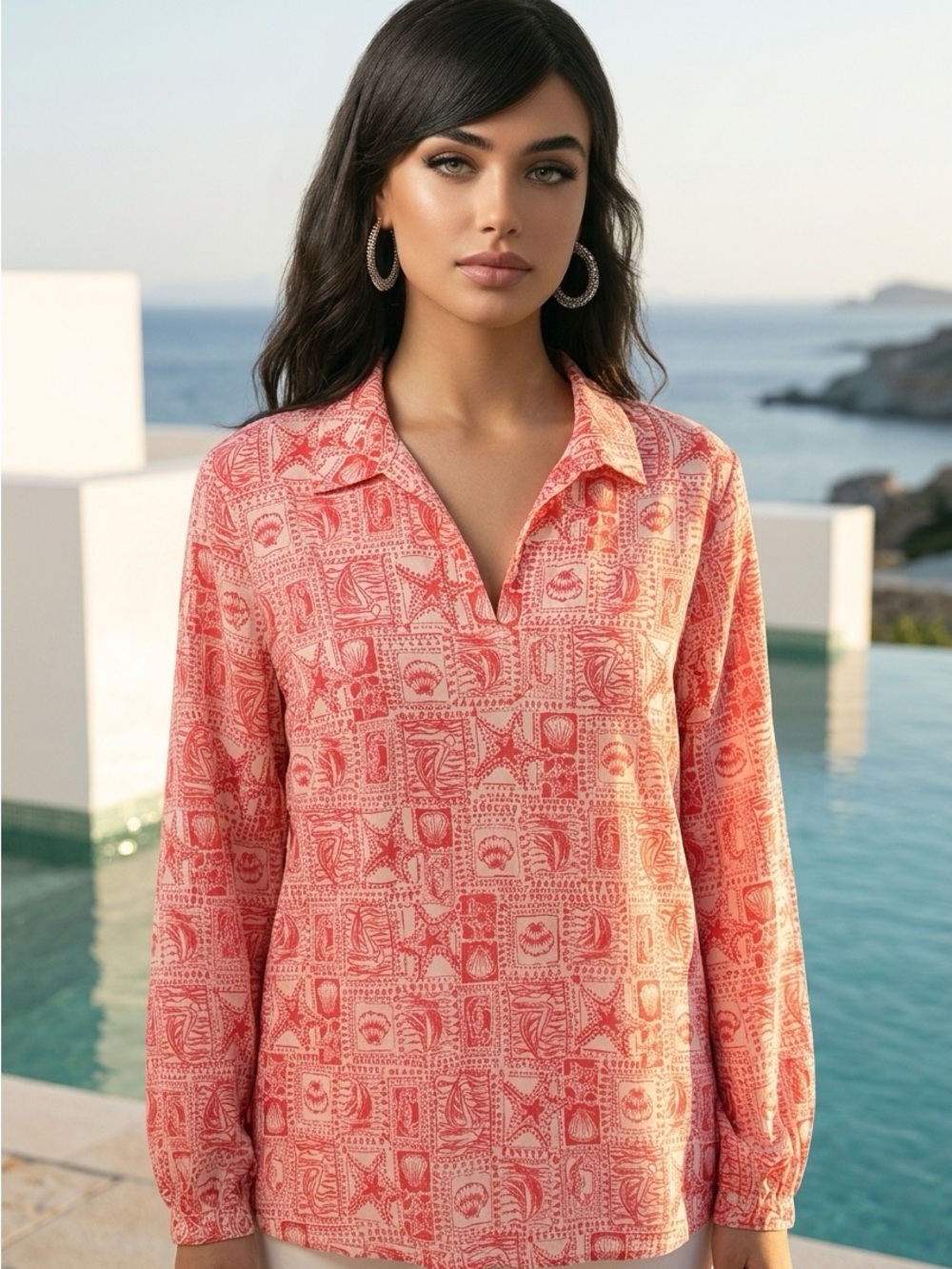 Lilly Pulitzer Jae Tunic top blouse seaside harbor mizner red women’s size XL - Picture 1 of 5